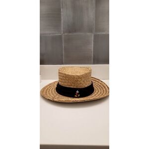 Vintage Mickey Mouse Disney Adult Straw Panama Wide Brim Summer Spring Sun Hat